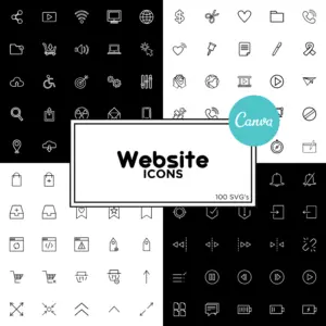 100 Website Icons | Canva Icon Template