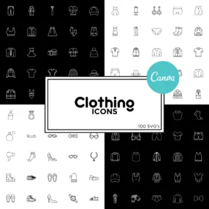 100 Clothing Icons | Canva Icon Template
