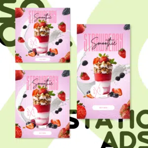 Strawberry Smoothie | Canva Social Static Template