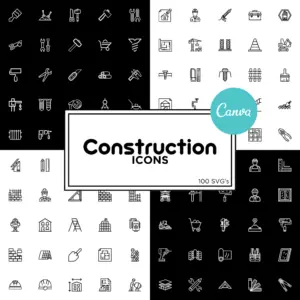 100 Construction Icons | Canva Icon Template
