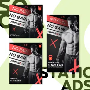 No pain, No gain | Canva Social Static Template