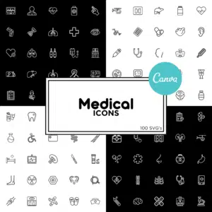 100 Medical Icons | Canva Icon Template